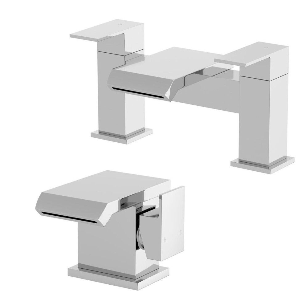 Chrome Bathroom Bath Filler Spout Hot Basin Sink Lever Mixer Tap Mixer Taps Set