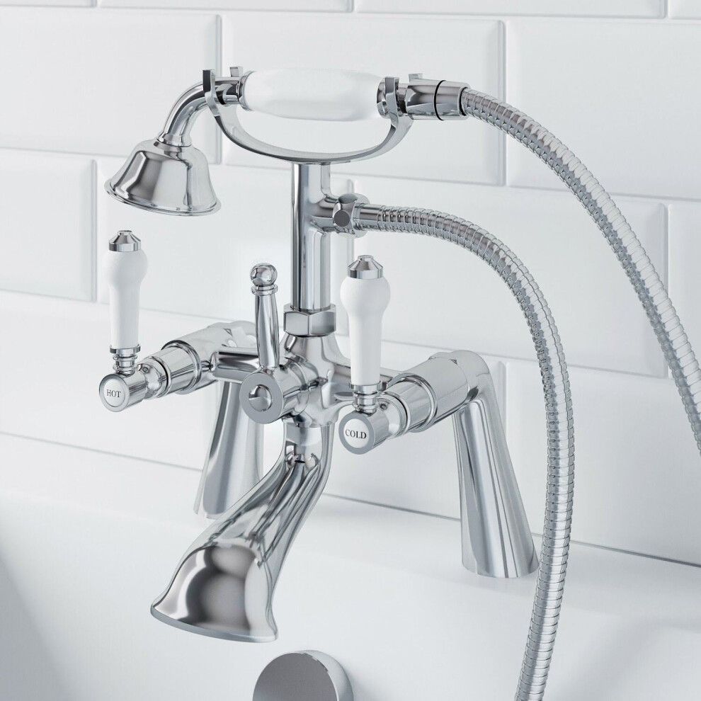 Traditional Bathroom Bath Shower Head Mixer Tap Lever Handle Polished Chrome
