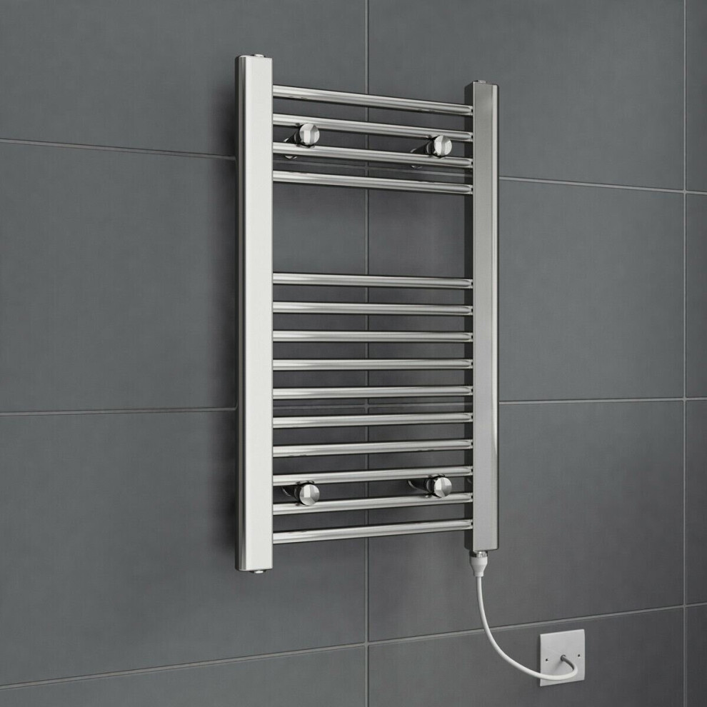 Modern Bathroom Electric Flat Towel Rail Ladder Radiator 700 x 400mm Chrome 150W