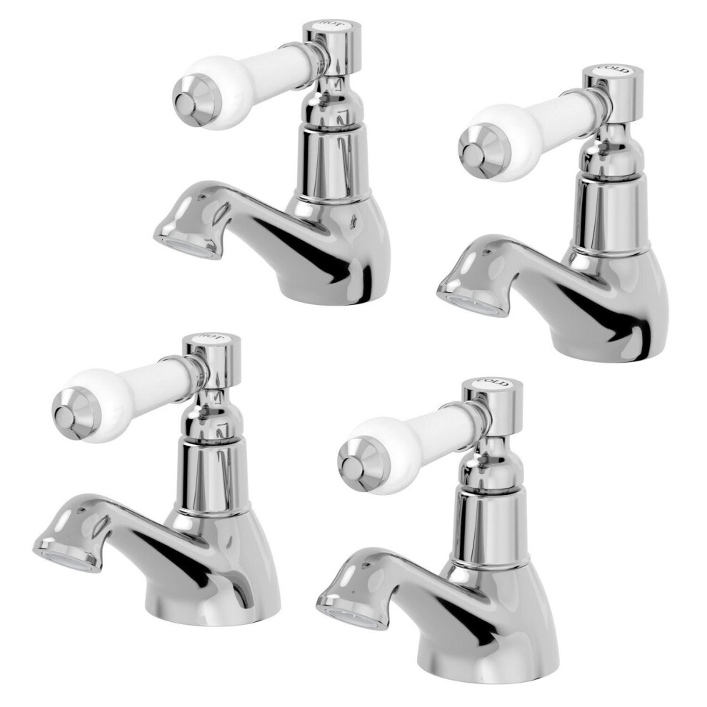 Traditional Bathroom Lever Hot Cold Twin Basin Sink Taps Bath Taps Set Ceramic