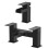Modern Bathroom Black Waterfall Basin Bath Mixer Tap Set Square Hot and Cold 1