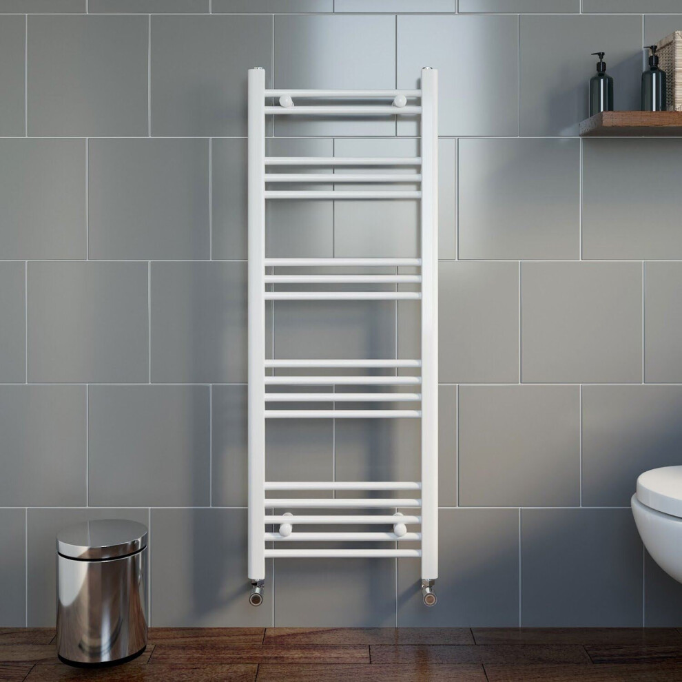 Modern Bathroom 1200 x 450mm Heated Towel Rail Radiator Straight White 17 Rails