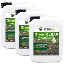 (3 x 5L) SmartSeal Green Clear - Spray and Leave Patio Cleaner - Patio Mould Remover & Green Algae Remover for Roofs & Decking - Covers up to 375m²