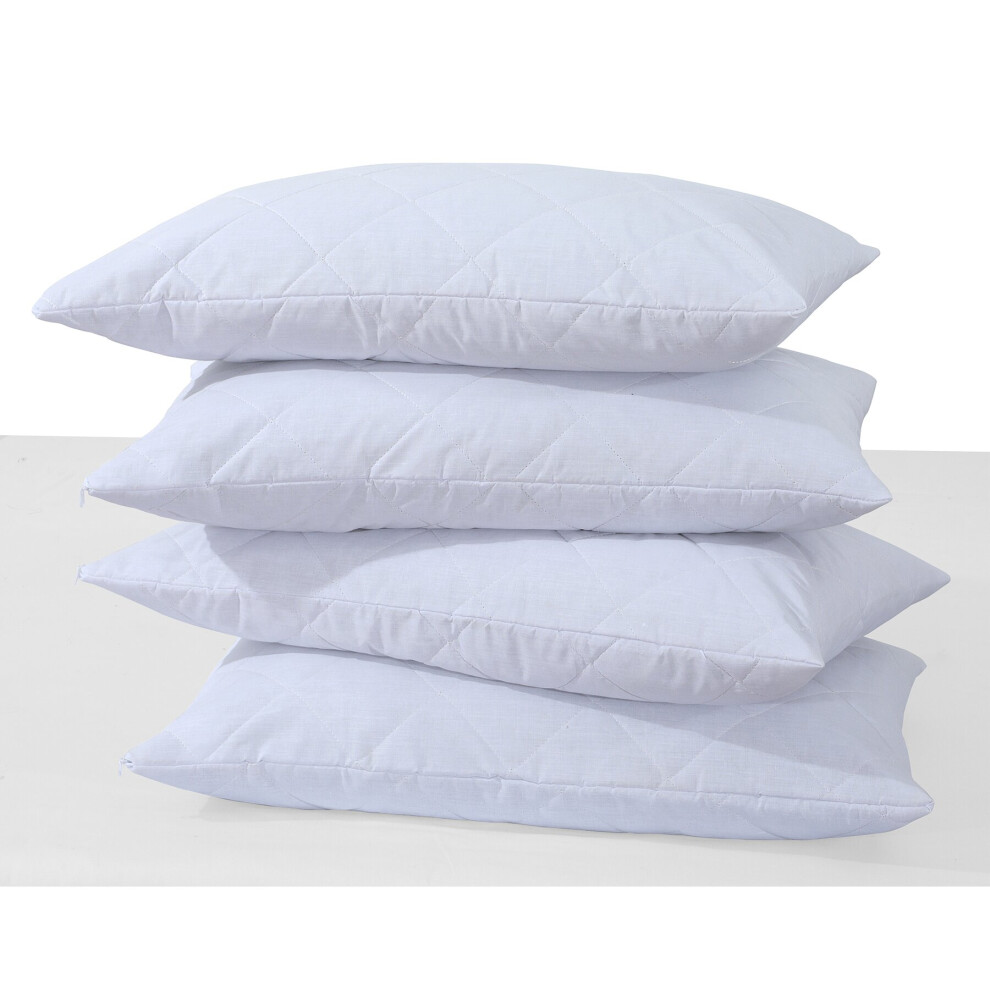 Arlinens (Pack Of 6) Quilted Pillow Protectors Soft & Comfortable Zipper Pillow Case Protector-Hypoallergenic & Anti-Bacterial-Poly Cotton Pillow Protectors Si
