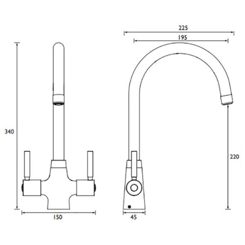 Bristan Bristan Monza Kitchen Sink Mixer Tap Double Lever Modern EasyFit Chrome 1