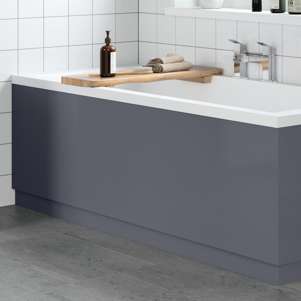 Bathroom 1800Mm Front Bath Panel 18Mm Mdf Grey Gloss Wood Plinth Easy Cut Modern 5056093636874