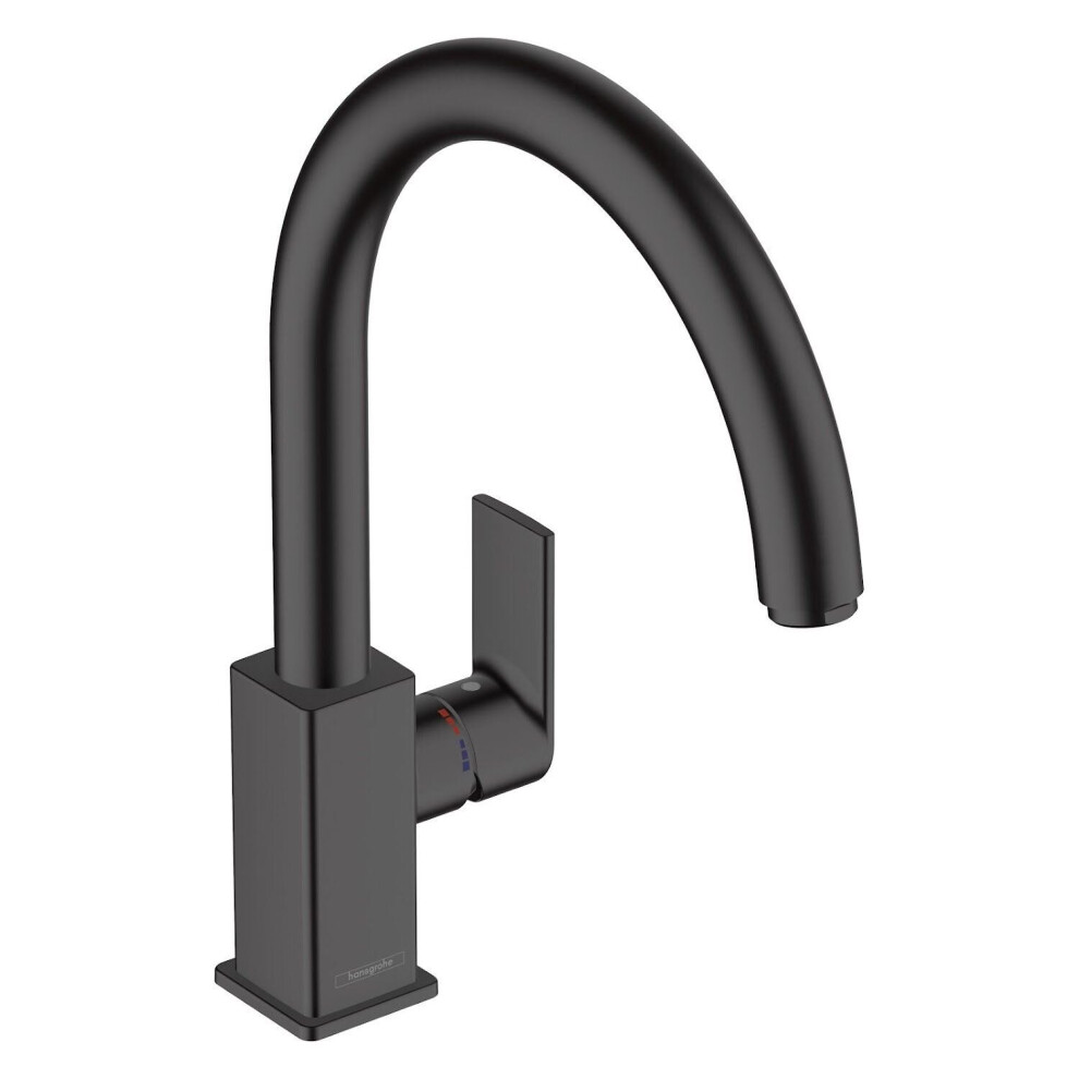 Hansgrohe Vernis Shape Kitchen Mixer Tap Single Lever Black Swivel Spout Modern