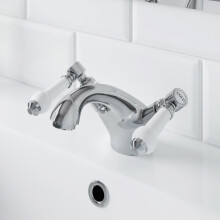 Traditional Bathroom Monobloc Basin Sink Mixer Tap Chrome Ceramic Lever Handles