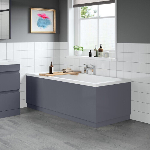 Bathroom 1800mm Front Bath Panel 18mm MDF Grey Gloss Wood Plinth Easy Cut Modern 1