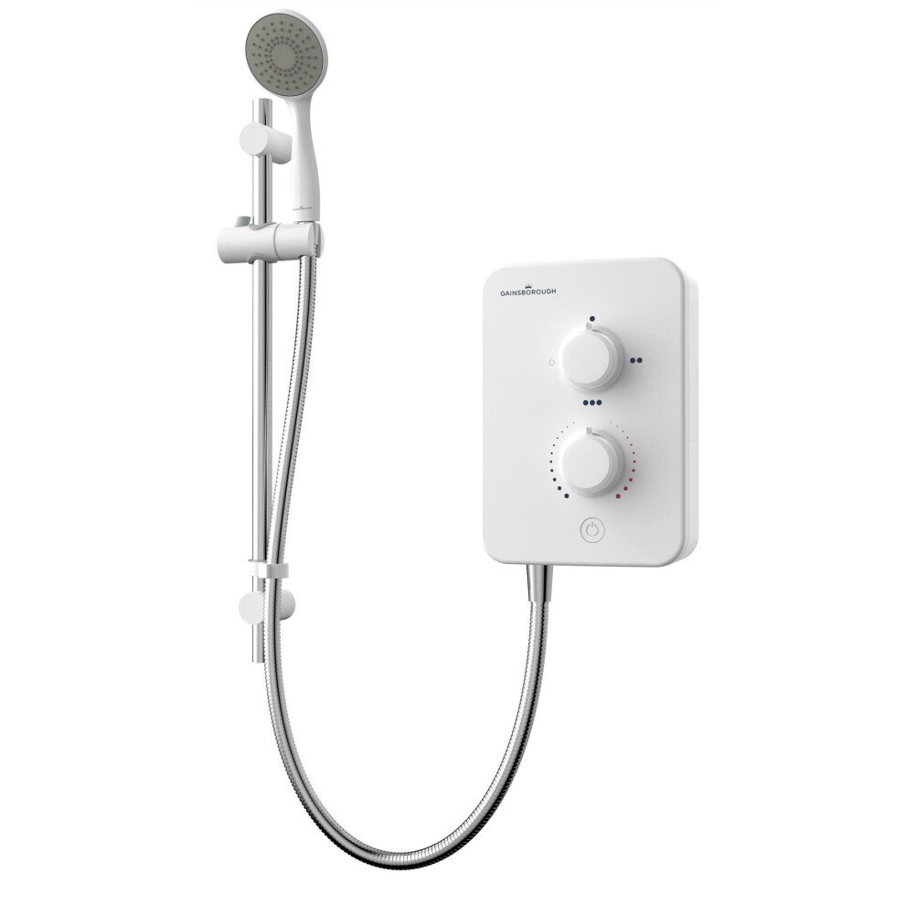 Gainsborough Slim Mono 9.5kW Electric Shower White 1 Spray Head Handset Bathroom