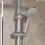 Bathroom Mixer Shower Kit Adjust Riser Rail Hose Chrome Round Dual Head Chrome 4