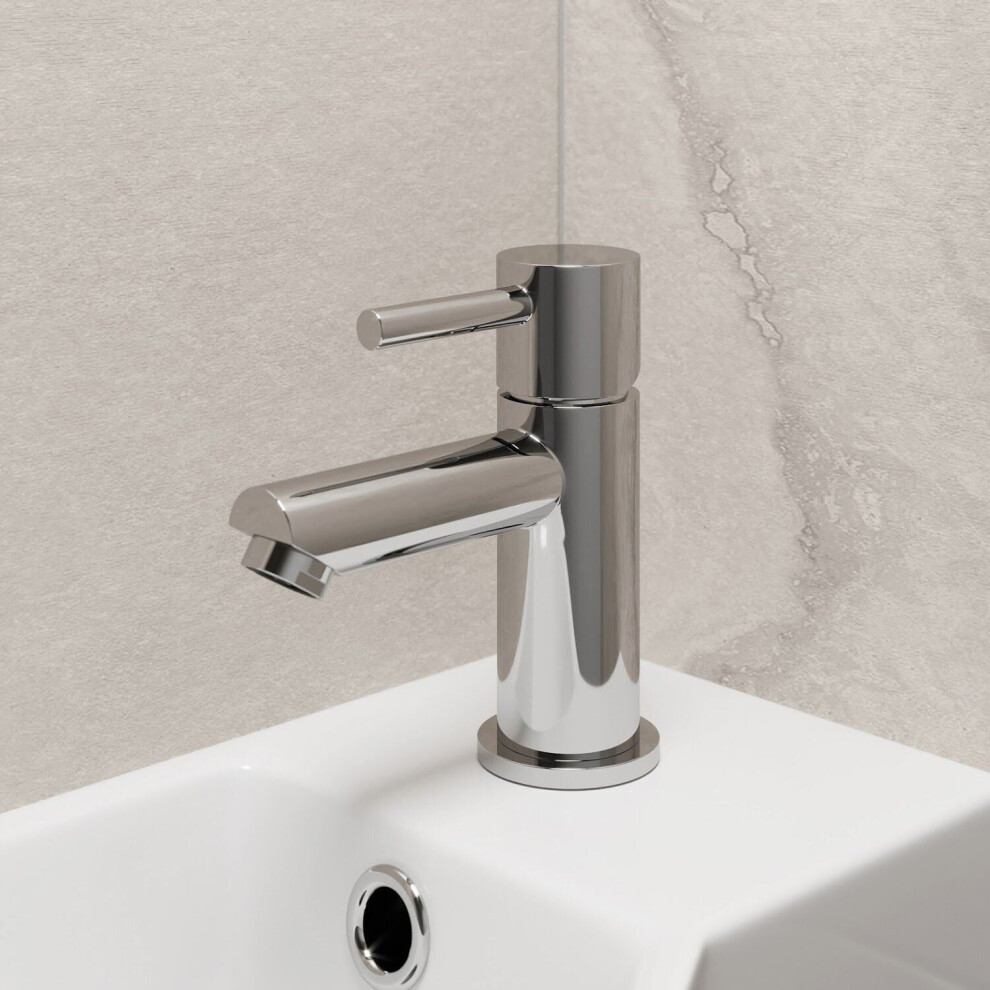Photos - Tap Architeckt Modern Cloakroom Mini Mono Basin Sink Mixer  Brass Single Lever Round Chrome TAPB040E 