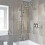 Bathroom Mixer Shower Kit Adjust Riser Rail Hose Chrome Round Dual Head Chrome 1
