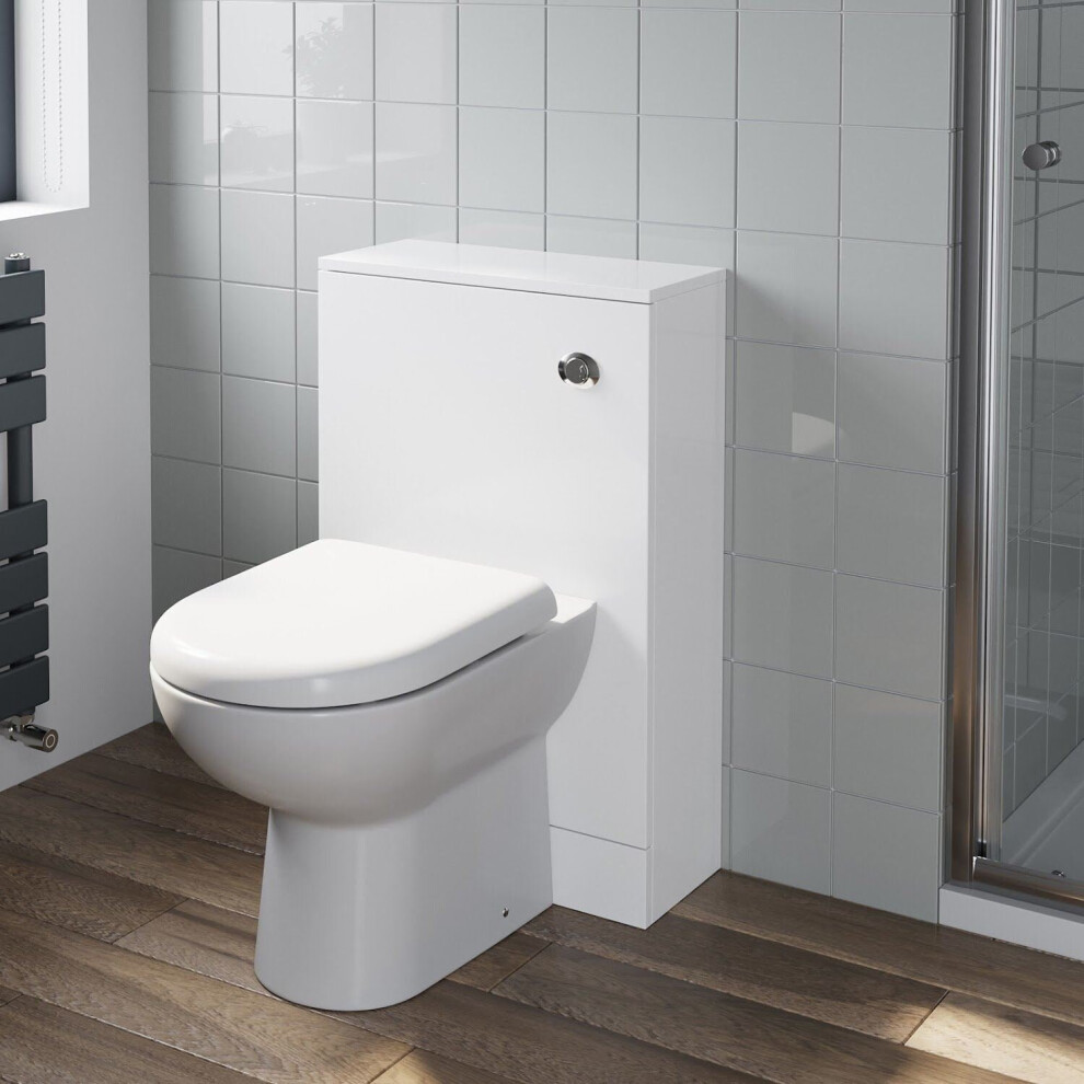 Bathroom Gloss White Flat Pack Concealed Cistern Unit Toilet 500Mm X 300Mm 5056093680938