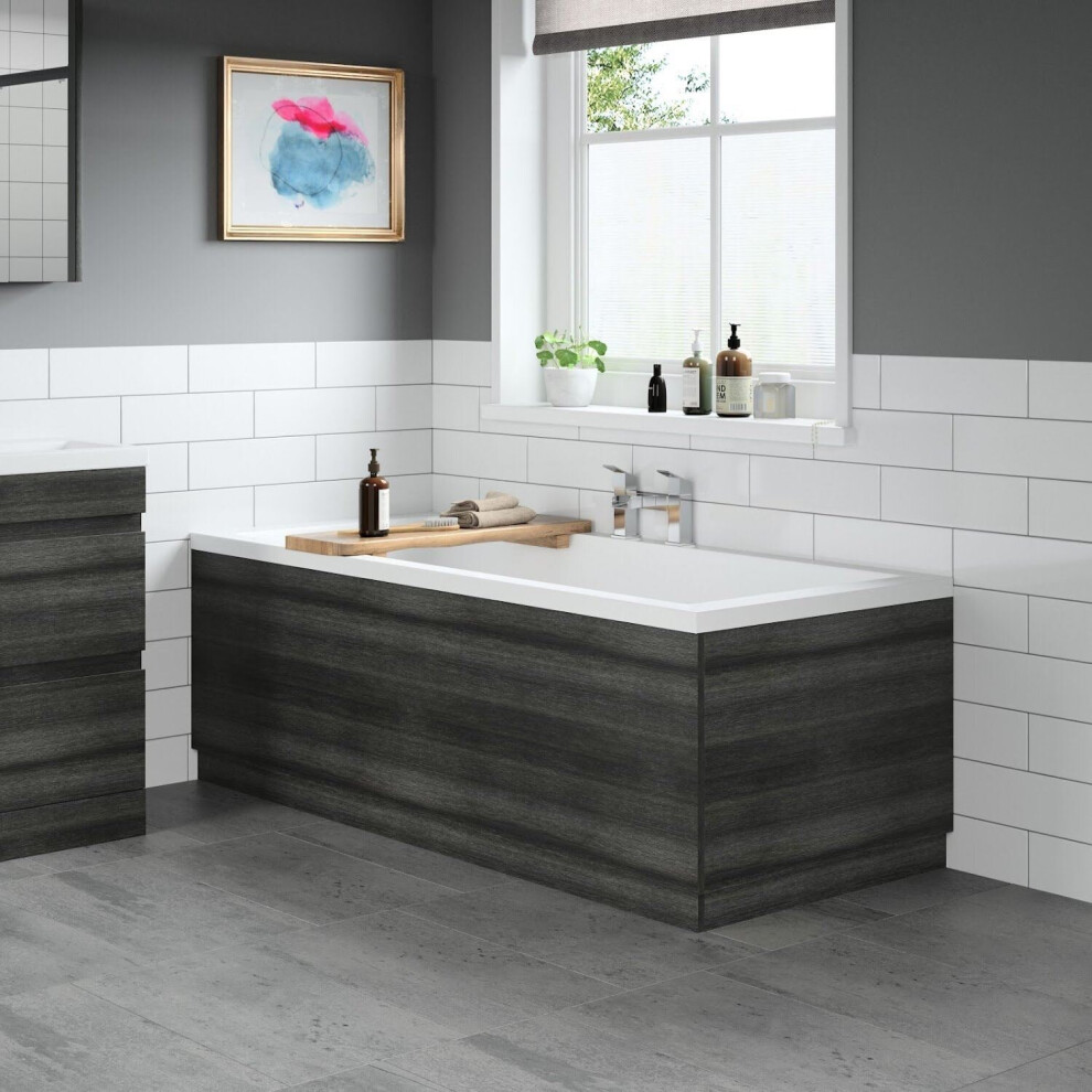 Modern Bathroom 1700 Front & 700 End Bath Panel Pack MDF Charcoal Grey Plinth