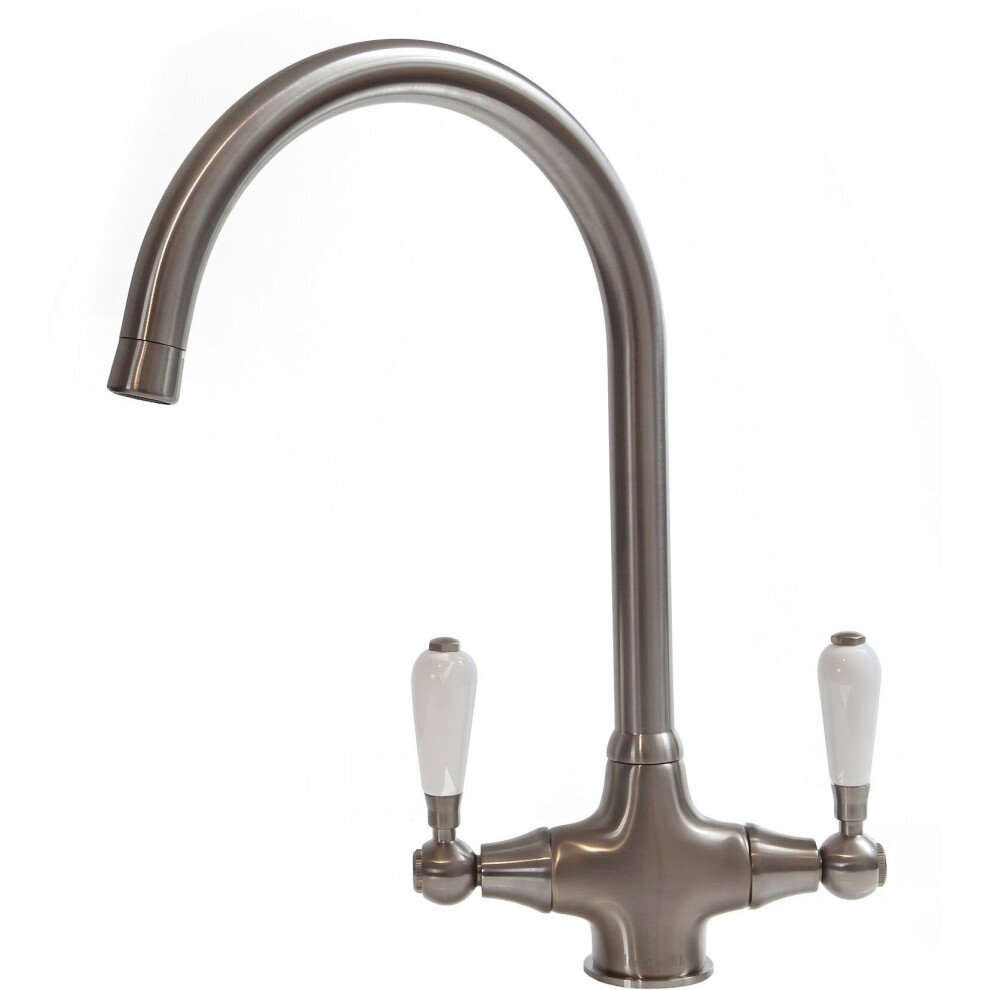 Reginox Elbe Kitchen Sink Tap Brushed Swivel Spout Mixer Hot Tap Dual Lever 5022050429155
