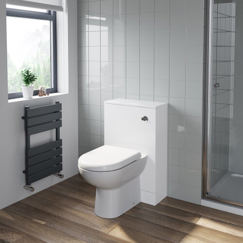 Bathroom Gloss White Flat Pack Concealed Cistern Unit Toilet 500mm x 300mm 1