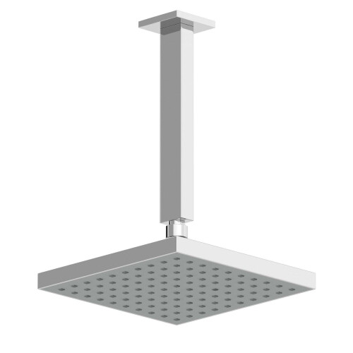 Ceiling Modern Drencher Head 200mm Chrome Square Rainfall Fixed Shower Arm