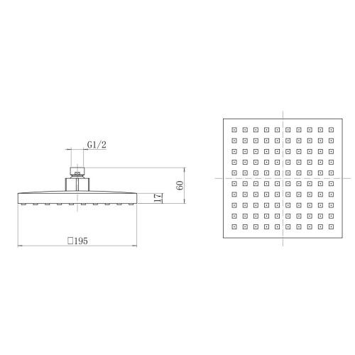 Ceiling Modern Drencher Head 200mm Chrome Square Rainfall Fixed Shower Arm 1