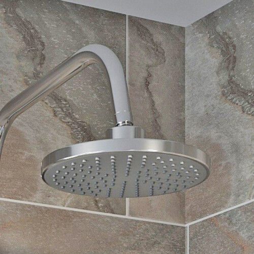 Bathroom Mixer Shower Kit Adjust Riser Rail Hose Chrome Round Dual Head Chrome 2