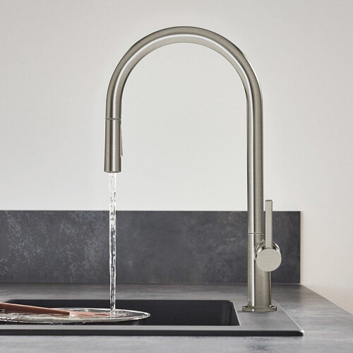 Hansgrohe Hansgrohe Talis Kitchen Mixer Tap Single Lever Pull Out Spout sBox Chrome Modern 1