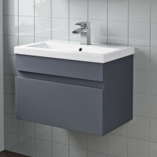 600mm Bathroom Vanity Unit Basin Storage Wall Hung Cabinet Furniture Grey Gloss