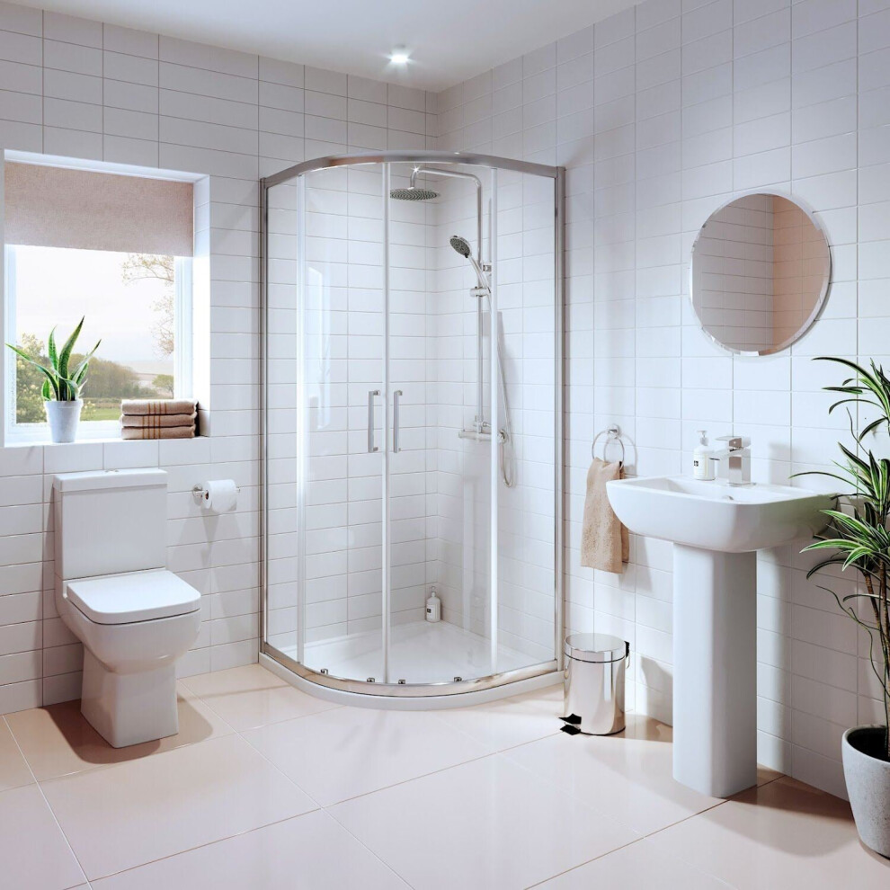 Bathroom Suite Quadrant Shower Enclosure Basin Sink Pedestal Toilet Wc 900Mm 5056467229510