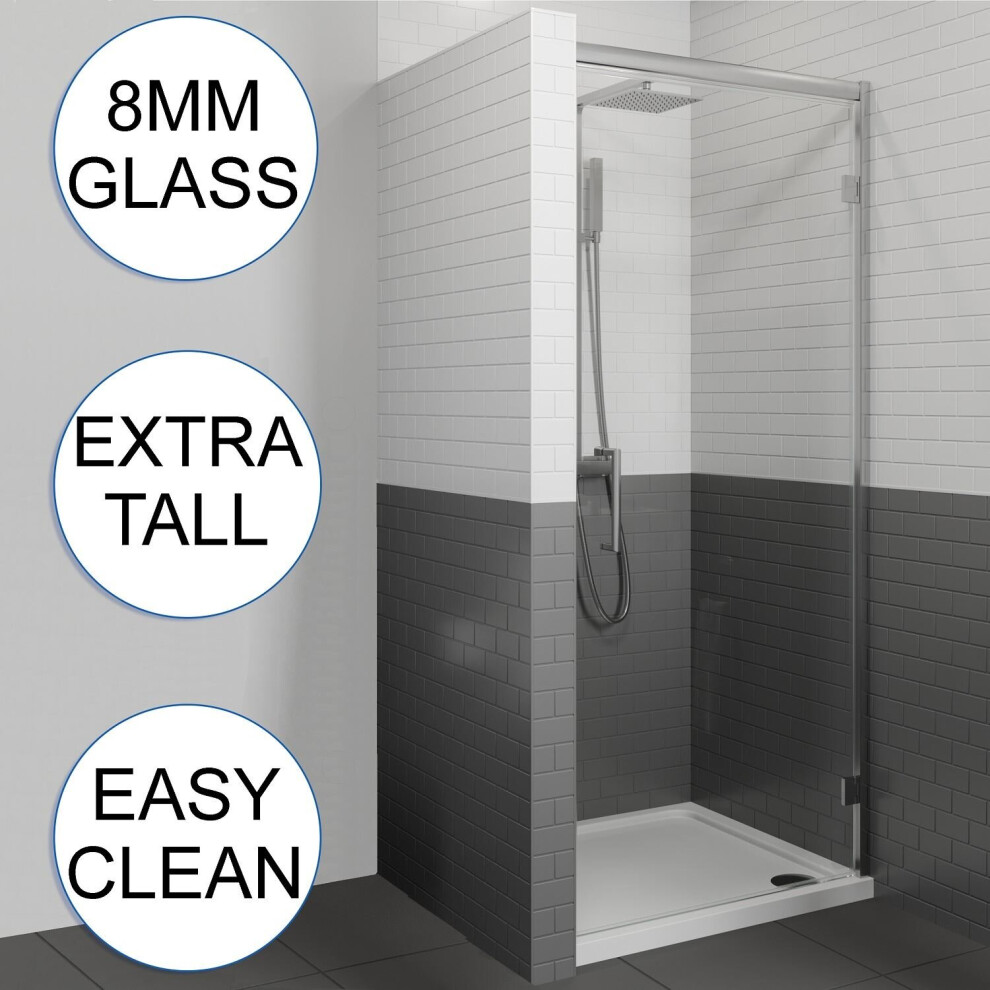 800X800mm Framed Hinged 8Mm Bathroom Shower Door Enclosure Walk-In Tray Waste 5056093628077