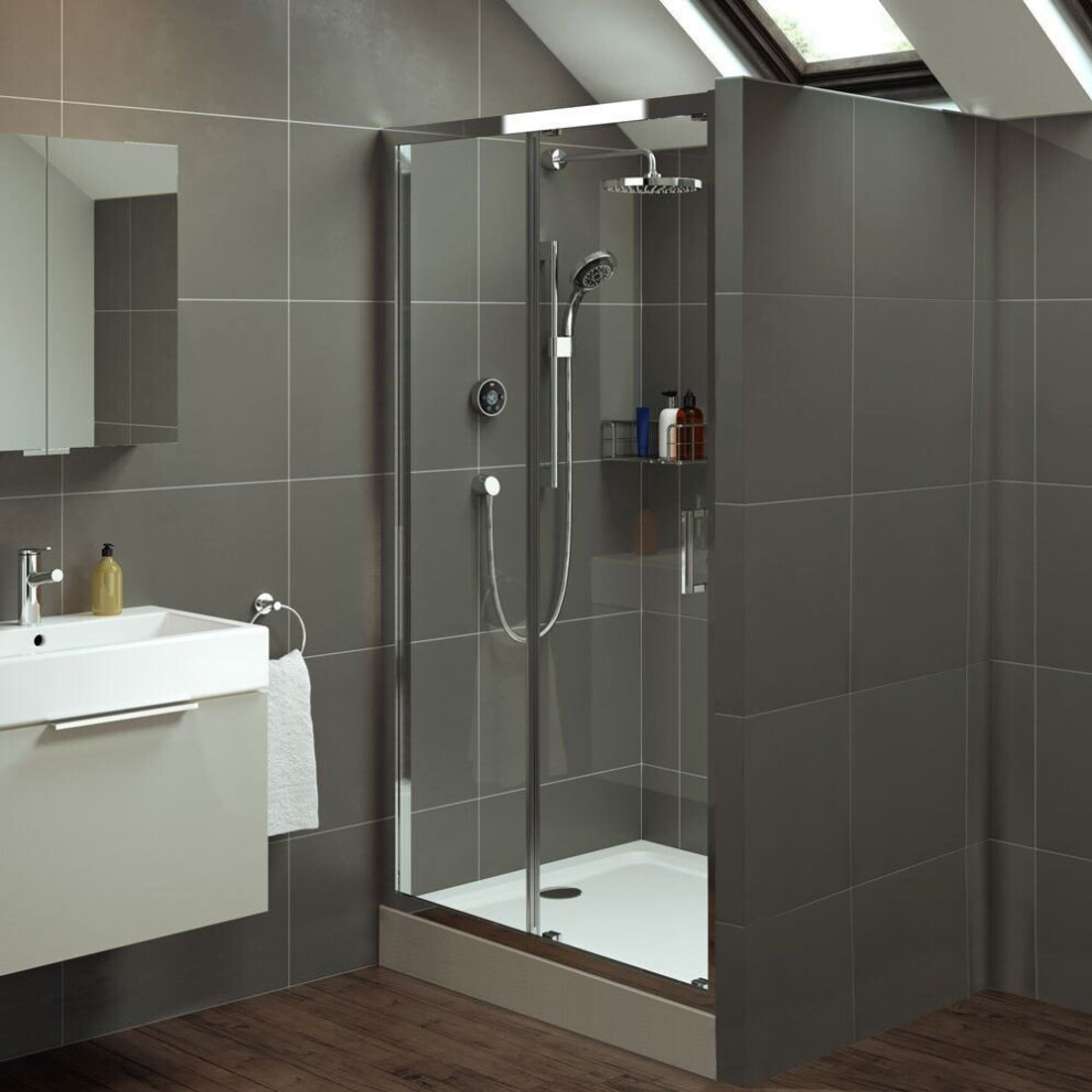 Mira Leap 1200x900mm Single Sliding Door Shower Enclosure Easy Plumb Tray Waste