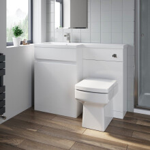 Bathroom Vanity Unit Basin Sink 1100mm Toilet Combined Furniture Left Hand White