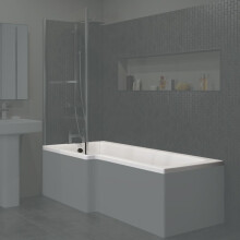 1600mm L Shaped LH Shower Bath Bathtub with Leg Set Only Acrylic Bathroom