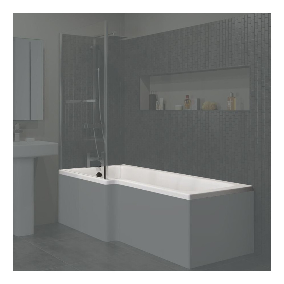 1600Mm L Shaped Lh Shower Bath Bathtub With Leg Set Only Acrylic Bathroom 5056093679789