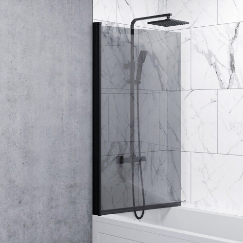 Bathroom 1700mm Single Ended Square Bath 6mm Shower Screen Side End Panel White 2