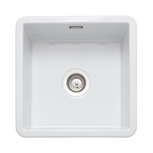 Rangemaster Rangemaster Rustique Kitchen Sink 1.0 Single Bowl Square Ceramic Strainer Waste 1