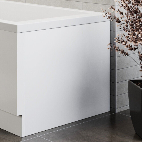 Bathroom 1500mm Single Ended Curved Bath 6mm Shower Screen Front End Panel White 2