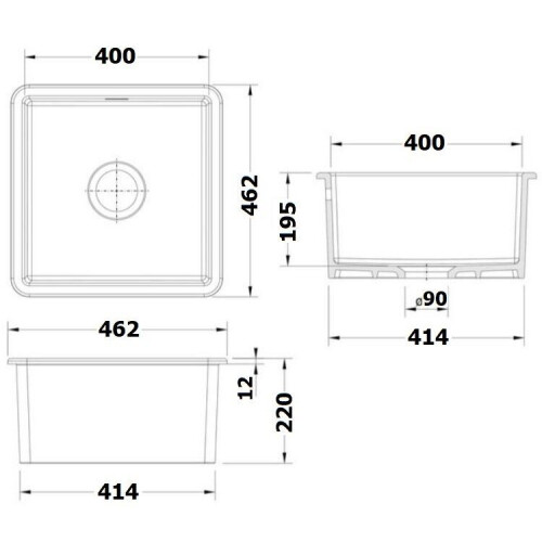 Rangemaster Rangemaster Rustique Kitchen Sink 1.0 Single Bowl Square Ceramic Strainer Waste 2