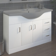 1200mm White Gloss Floorstanding Bathroom Vanity Unit Soft Close - UNIT ONLY