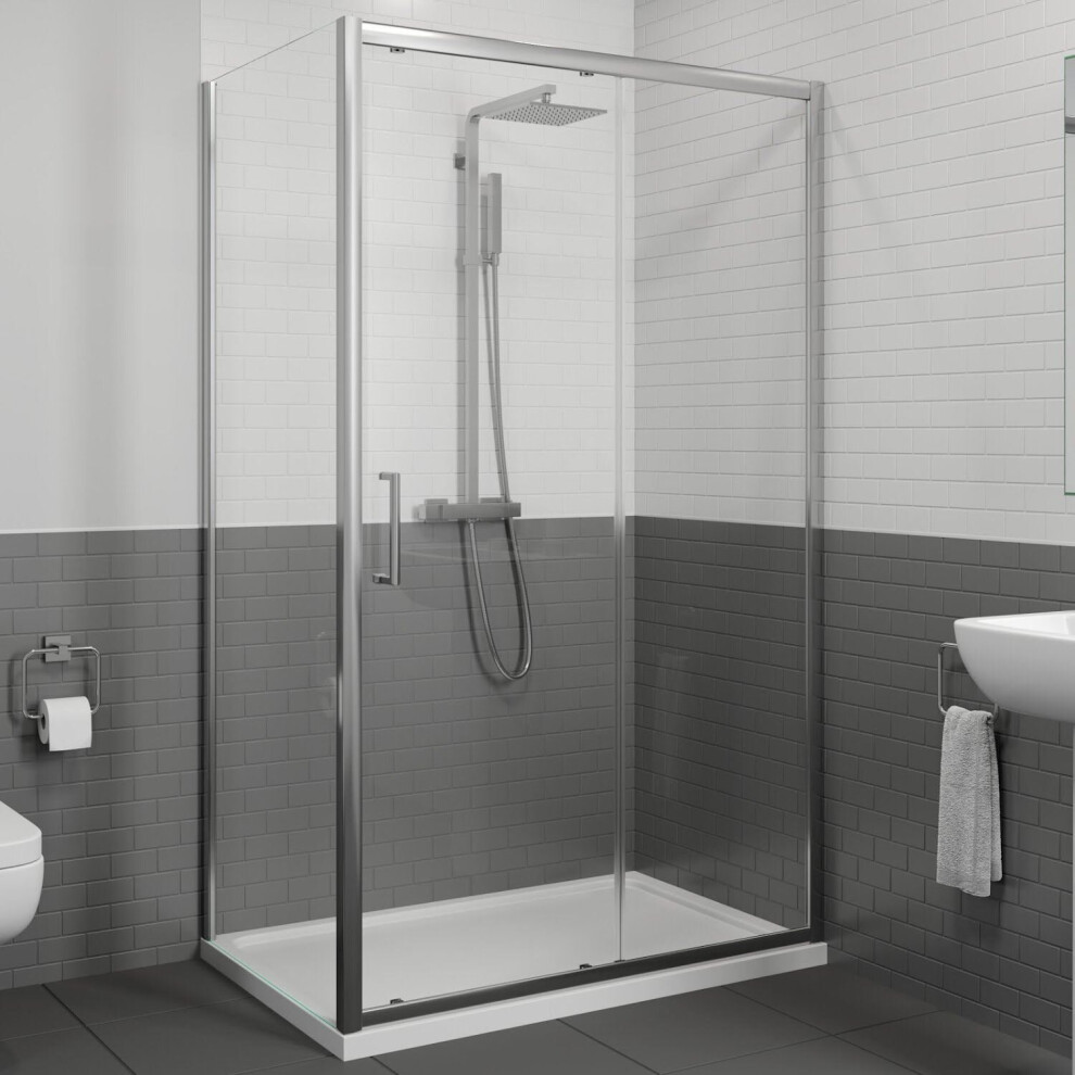 1400 X 900Mm Sliding Shower Door & Side Panel Enclosure 8Mm Framed Tray & Waste 5056093627865