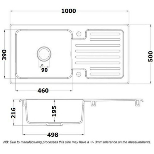Rangemaster Rangemaster Rustic Kitchen Sink Single Bowl White Ceramic Inset Reversible Waste 2