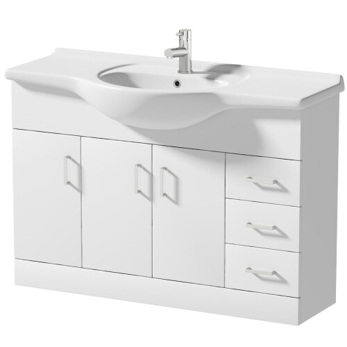 1200mm White Gloss Floorstanding Bathroom Vanity Unit Soft Close - UNIT ONLY 2