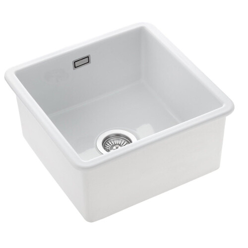 Rangemaster Rangemaster Rustique Kitchen Sink 1.0 Single Bowl Square Ceramic Strainer Waste
