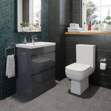 600mm Bathroom Drawer Vanity Unit Basin Modern Soft Close Toilet WC Gloss Grey