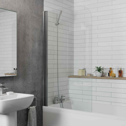 Bathroom 1700mm Single Ended Straight Bath 4mm Shower Screen Front & End Panel 2