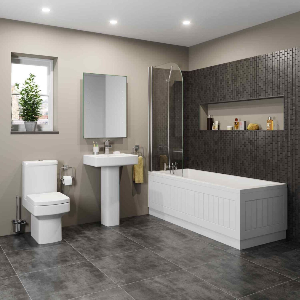 Bathroom Suite Toilet Basin Sink Full Pedestal 1700 Single Ended Bath Modern 5056093620354