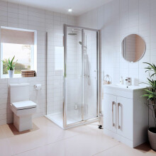 Bathroom Suite Bifold Shower Enclosure Vanity Unit Basin Sink Toilet WC 900mm