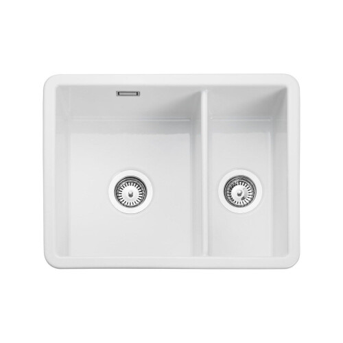 Rangemaster Rangemaster Rustique Kitchen Sink 1.5 Bowl Left Hand Ceramic White FREE Waste 1