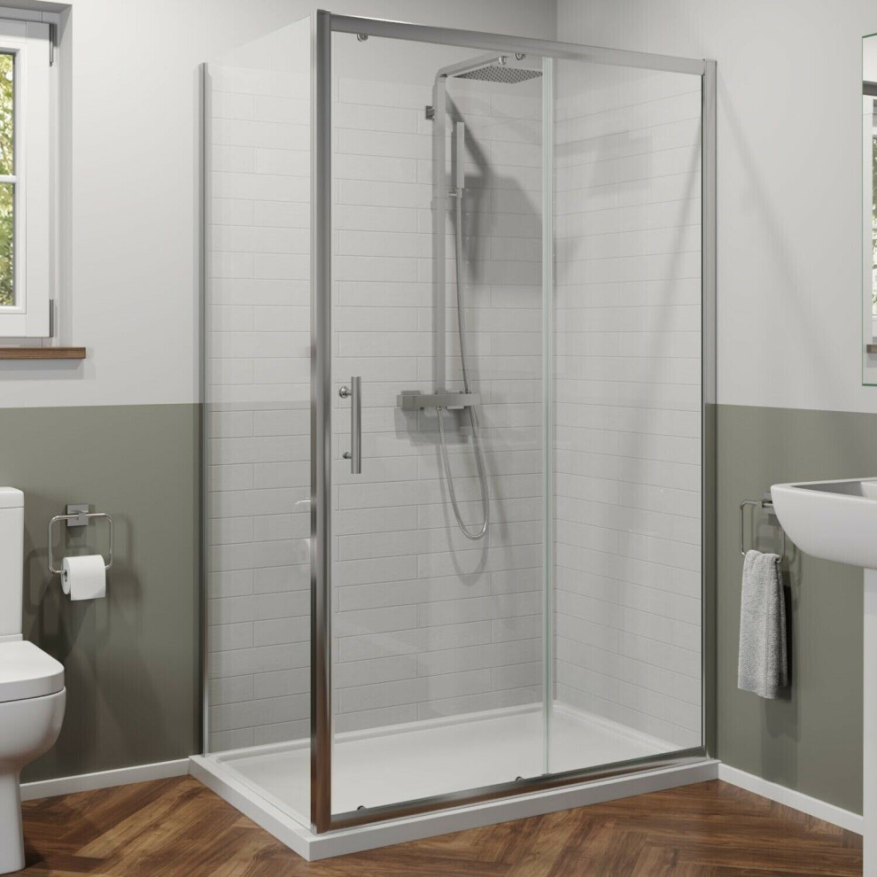 1200X900mm Sliding Shower Door Side Panel Framed Enclosure 6Mm Glass Tray Waste 5056093631619