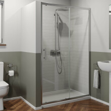 1000 x 900mm Sliding Shower Door Enclosure 6mm Glass Chrome Framed Tray & Waste
