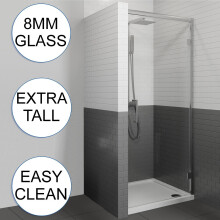 1000x700mm Framed Hinged 8mm Bathroom Shower Door Enclosure Walk-In Tray Waste