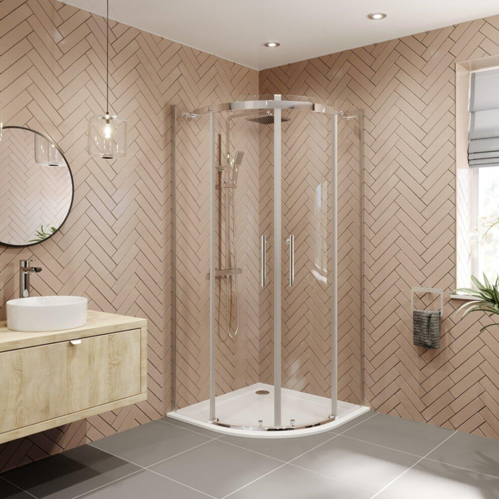 900 X 900Mm Quadrant Shower Enclosure Frameless Walk In 8Mm Glass Tray & Waste 5056093627483